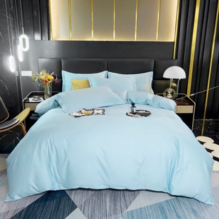 100支新疆长绒棉全棉纯色四件套229x230x250cm纯棉248X248被套罩4