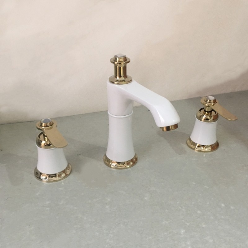 中艺直销  三孔盆龙头四孔盆冷热三件套水龙头四件套开关花洒喷头