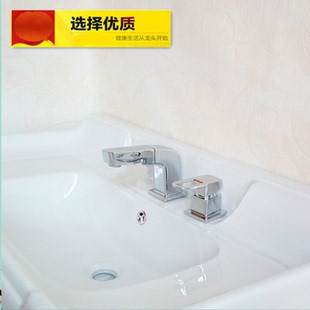 电镀提拉2孔冷热水龙头2件套分体式 欧式 浴室双把金色开关配件