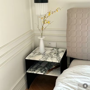 定制铁艺床头柜双层岩板床头柜床头柜小型家用卧室创意床边几