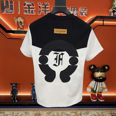 2025新款冬季加厚绣花贴布字母圆领休闲短袖T恤男女同款宽松半袖