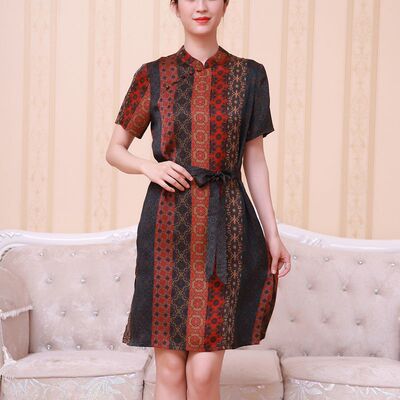 商场同步桑蚕丝莨绸韵味风连衣裙