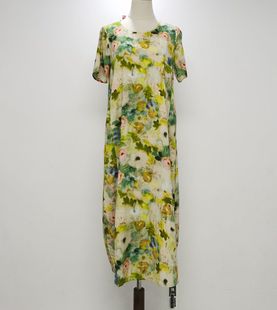 YC专柜正品清仓杭州丝绸真丝桑蚕丝莫奈风时尚宽松中长款连衣裙