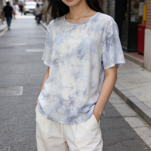 正品杭州丝绸真丝桑蚕丝双绉大码女装圆领短袖松弛感凉快T恤上衣