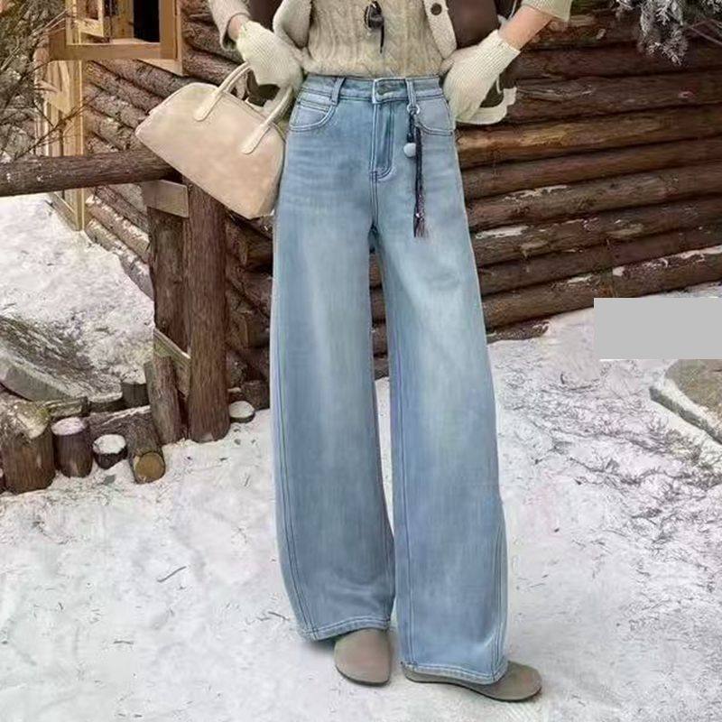 牛仔风浅蓝色阔腿裤女高腰显瘦百搭直筒裤休闲裤,女装/女士精品,休闲裤,淘宝优惠券,粉丝福利购,淘宝优惠卷