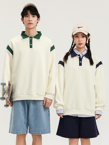 新卫衣纯棉定制印logo拼色运动休闲学生班服潮牌宽松T恤上衣