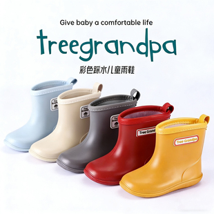 日系时尚儿童雨鞋外穿防滑软底轻便男女童宝宝中筒雨靴防水鞋套