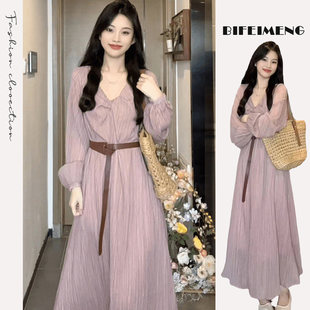 高级感超好看入冬长裙 连衣裙子女秋冬2025新款 法式 温柔风气质长袖