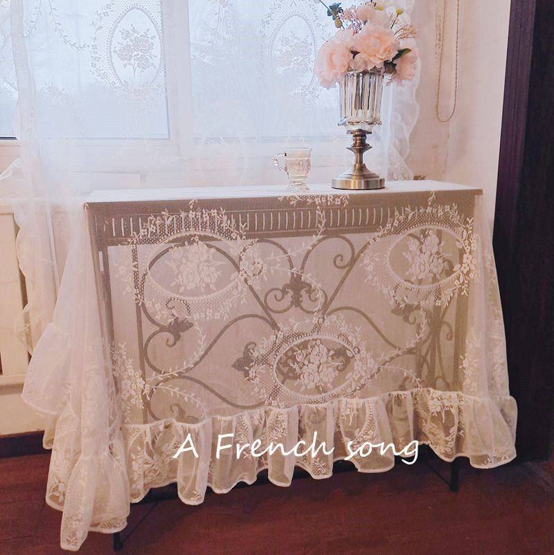 法式白色蕾丝公主荷叶边甜品台镂空钢琴罩台布感布餐桌布盖布,居家布艺,桌布,淘宝优惠券,粉丝福利购,淘宝优惠卷