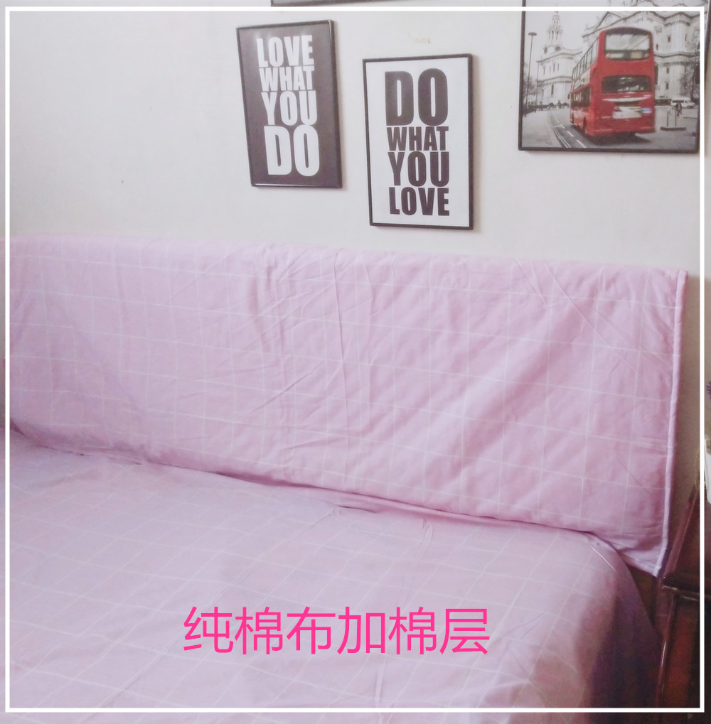INS粉色格子纯棉全棉日系床头罩图片