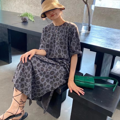 oneseven春秋新款t恤复古豹纹女