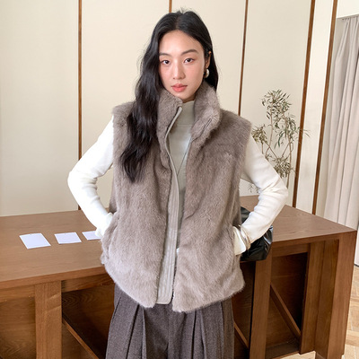 环保皮草无袖毛毛马甲外套女潮