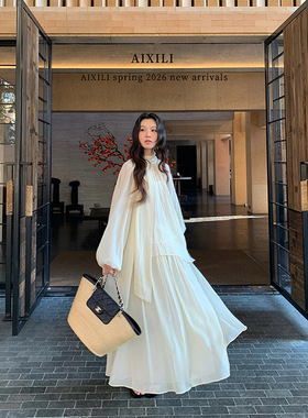 爱西里2026春季气质褶皱气质飘逸感雪纺+垂感显瘦半身裙时尚套装