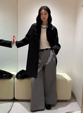 MOXI 2026春季韩系中长款风衣外套女气质感高级感西装领风衣女ins