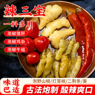 跳水自制泡椒野山椒小米辣泡姜嫩姜組合 辣三寶四川泡菜正宗川式