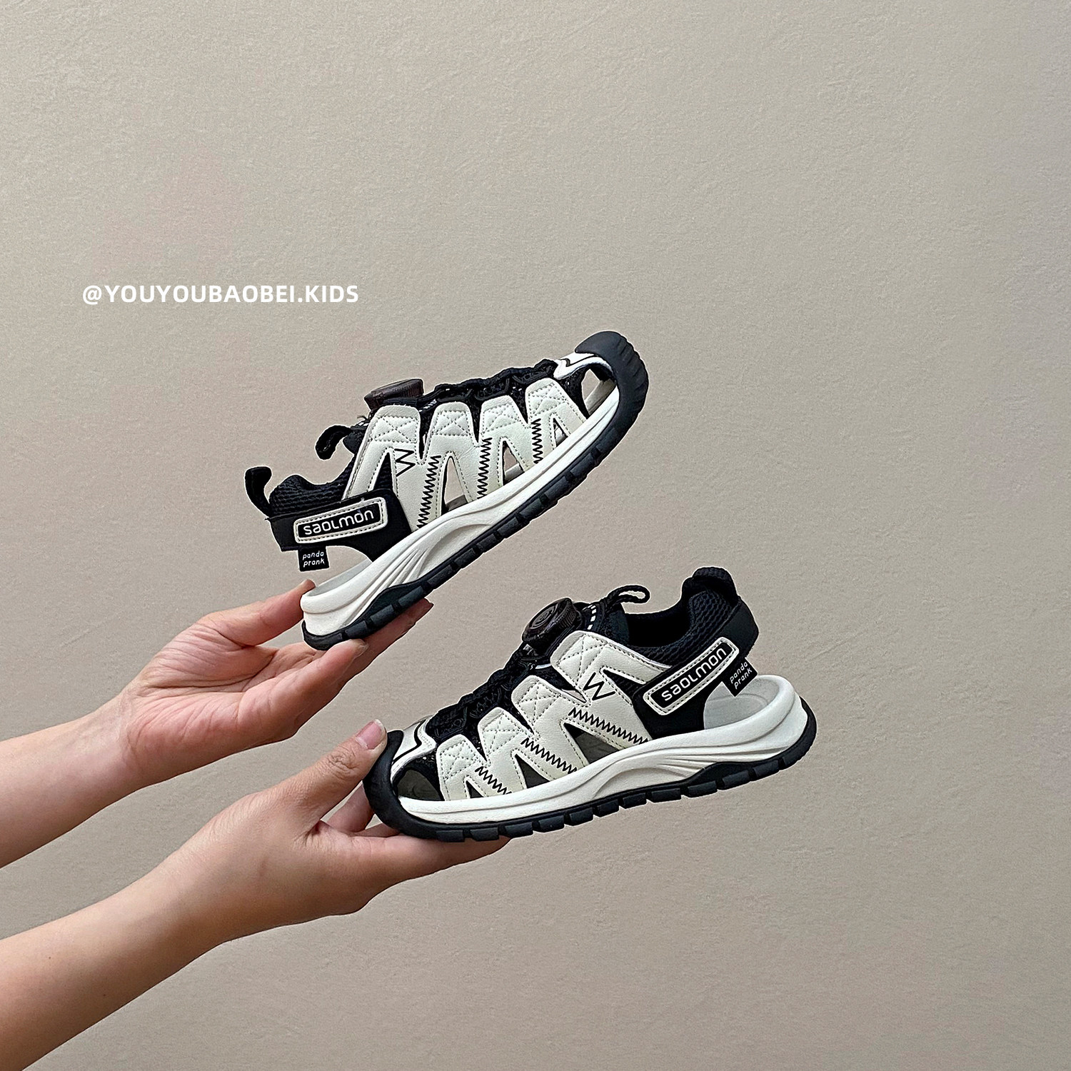 男童凉鞋夏季运动包头沙滩鞋儿童镂空户外旋转扣框子鞋中大童学生