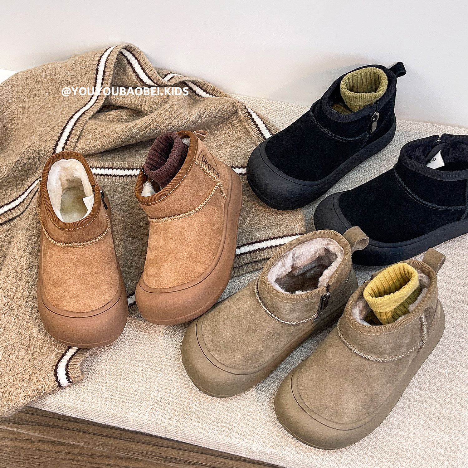 韩版儿童雪地靴2025冬季新款男童加绒保暖大棉靴真皮女童防滑短靴