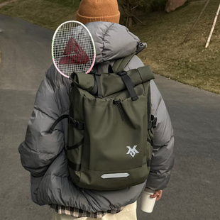 运动潮牌羽毛球包大容量机能工装 背包男女户外旅行双肩包通勤书包