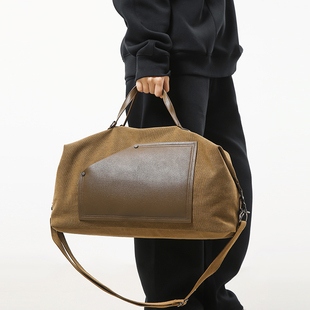 帆布斜挎包日系手提单肩包男款短途出行旅行包行李收纳包健身包女