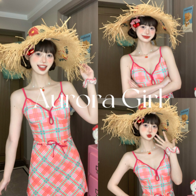 2025新款复古格纹保守连体泳衣