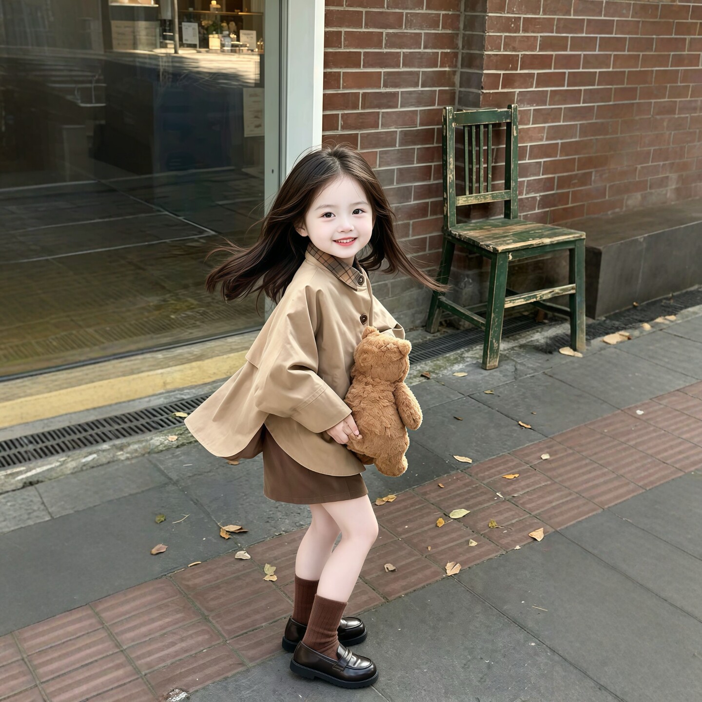女童翻领外套2026秋季新款儿童英伦风翻领短款风衣女宝宝早秋外衣