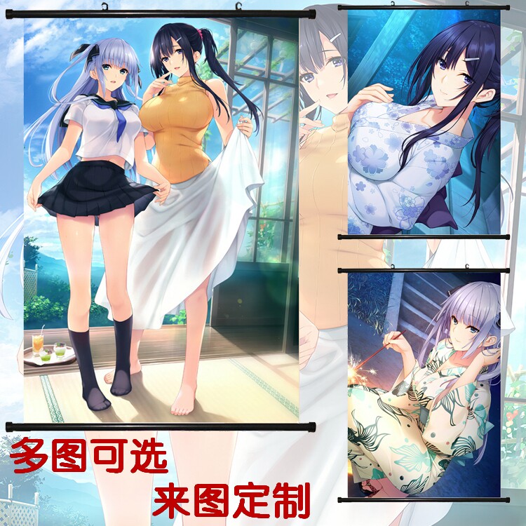 水蓮と紫苑唯唯月游戏周边卷轴挂画布艺海报壁画宅男礼物定做包邮