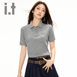 顯瘦純色翻領(lǐng)打底衫 新款 t恤女2025夏季 CHOCOOLATE簡約修身 短袖