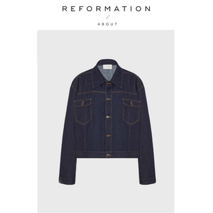 经典 Reformation新款 About 棉质牛仔夹克外套蓝色衬衣女 现货