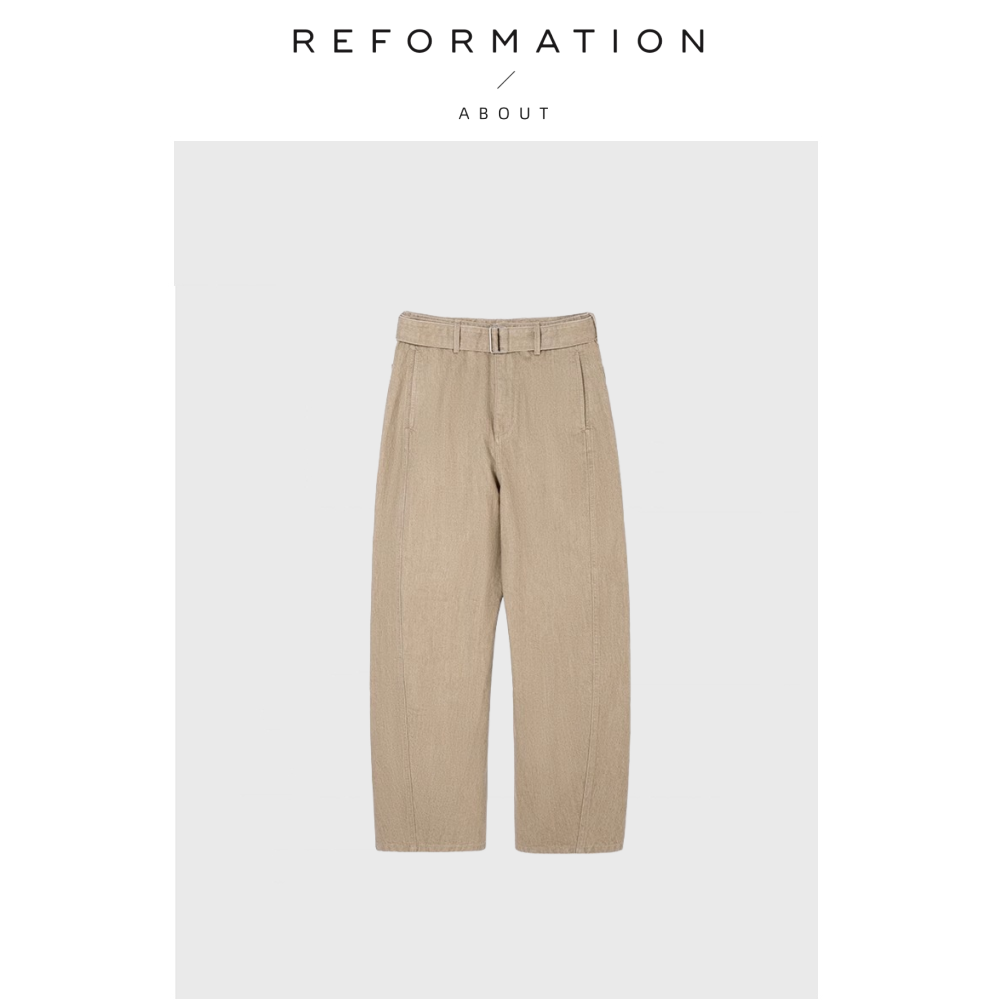 【现货】About Reformation极简做旧牛仔裤女弯刀香蕉裤休闲长裤