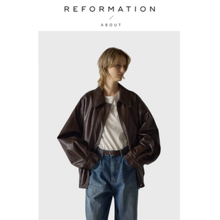 Reformation皮衣极简机车风潮流阔肩高级夹克外套 About 现货