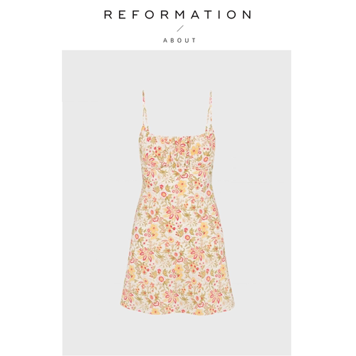【现货】About Reformation连衣裙度假收腰气质显瘦碎花吊带裙子