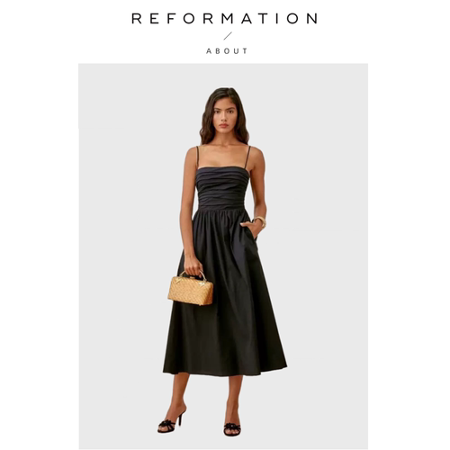 【现货】About Reformation法式纯色晚礼服度假吊带连衣裙