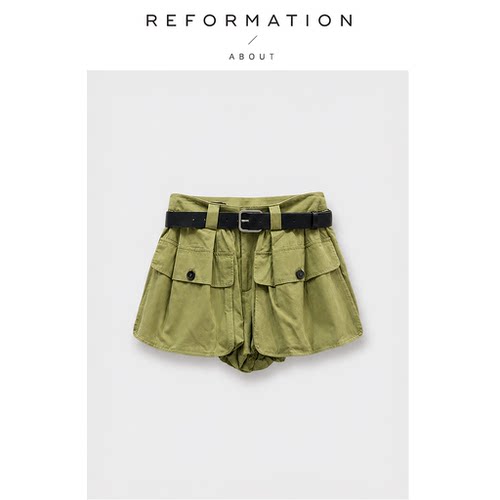 【现货】About Reformation巨时髦！花苞短裤春工装风大口袋裤子