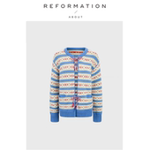 现货 About Reformation日代新宠开衫 蓝色条纹提花针织衫 外套