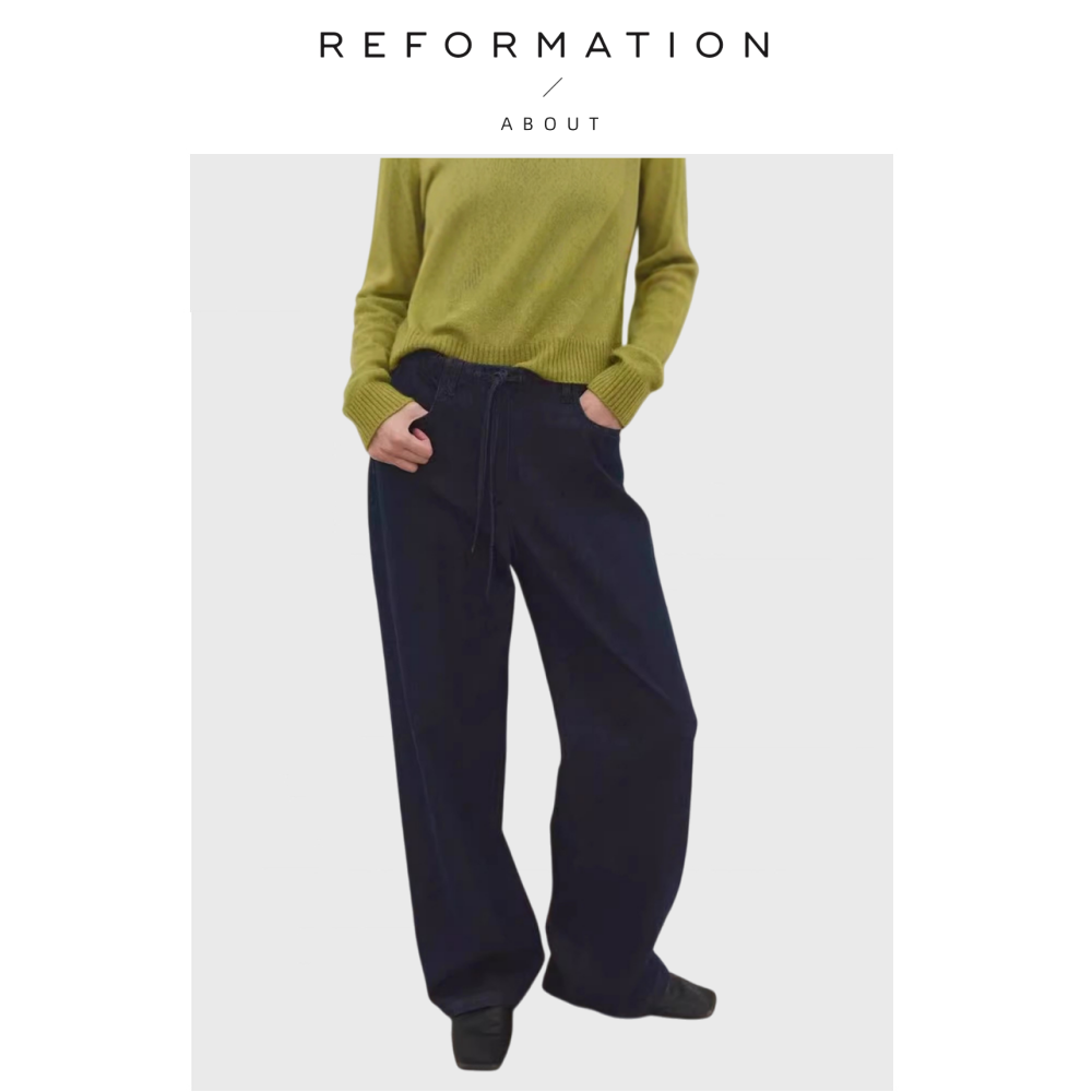 【现货】About Reformation加厚抓绒棉羊毛牛仔 松紧腰直筒牛仔裤,女装/女士精品,大码裤装,淘宝优惠券,粉丝福利购,淘宝优惠卷