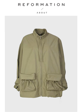 【现货】About Reformation赵露思私服！风衣军绿色抽绳造型外套