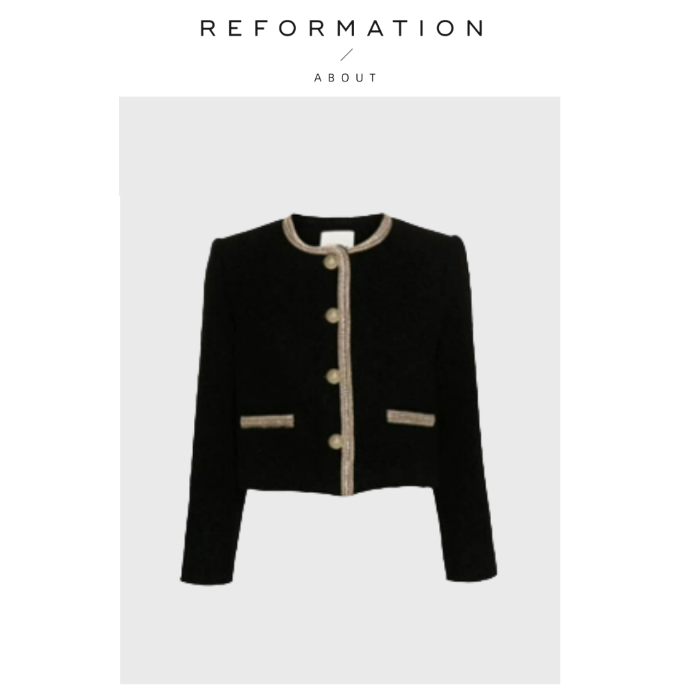 【现货】About Reformation柜版！钻饰短外套 黑色粗花呢经典上衣