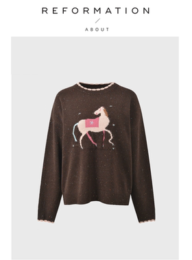 【现货】About Reformation小马花边领减龄圆领毛衣女针织衫上衣
