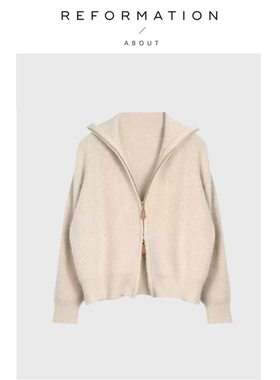 【现货】About Reformation羊毛衫双拉链针织开衫毛衣外套上衣女
