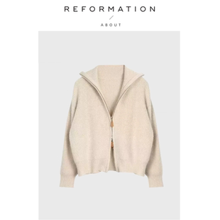 双拉链针织开衫 Reformation羊毛衫 About 毛衣外套上衣女 现货