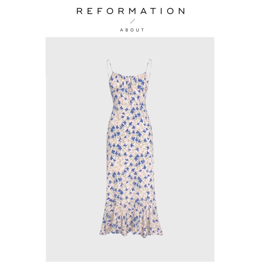 【现货】About Reformation连衣裙蓝色蝴蝶包臀吊带裙收腰海边裙,女装/女士精品,时尚防晒服,淘宝优惠券,粉丝福利购,淘宝优惠卷