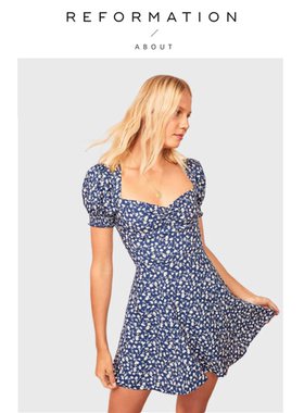【现货】About Reformation碎花连衣裙夏季新款法式复古吊带裙女