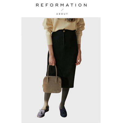 【现货】About Reformation包臀半身裙女韩版毛呢A字小众半裙裙子