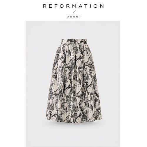 【现货】About Reformation压褶伞裙显瘦气质优雅通勤日常半身裙