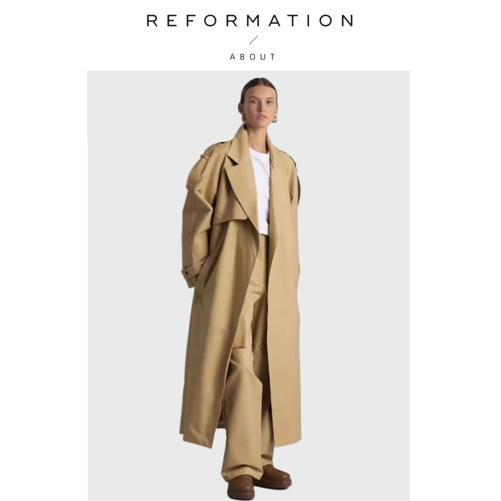 【现货】About Reformation大剪影可调式束带袖口透气背风衣外套
