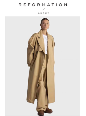 【现货】About Reformation大剪影可调式束带袖口透气背风衣外套