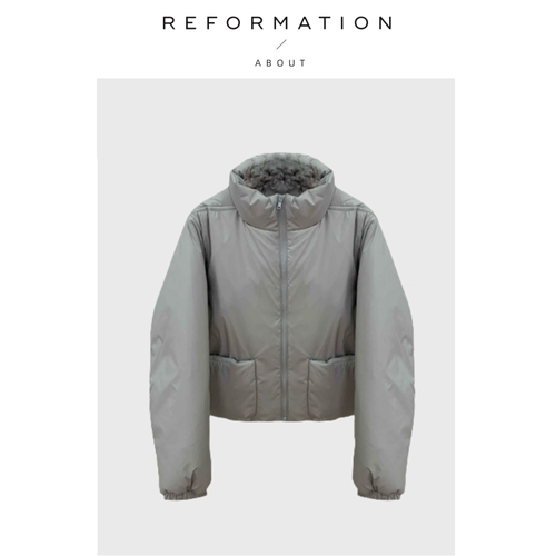 【现货】About Reformation Fever私服羽绒服 灰色轻薄棉服外套