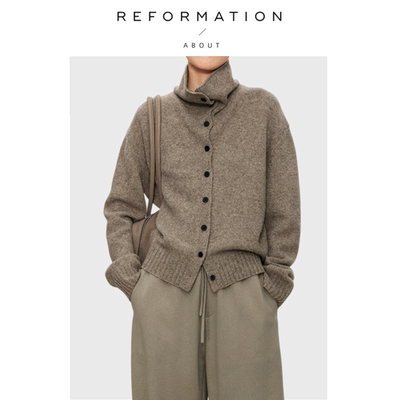 【现货】About Reformation重磅绵羊毛 多穿纽扣沙漏领毛衣开衫