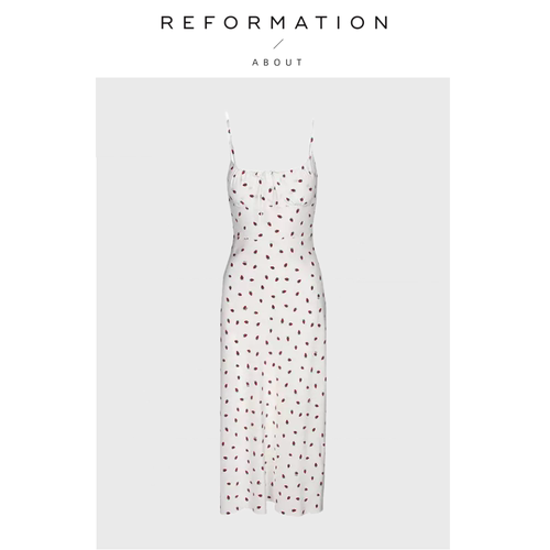 【现货】About Reformation白色法式复古度假吊带连衣裙海边长裙
