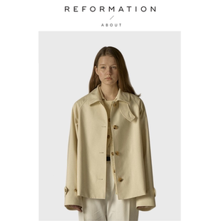 夹克外套女春秋新款 Reformation短款 About 宽松风衣米色 现货